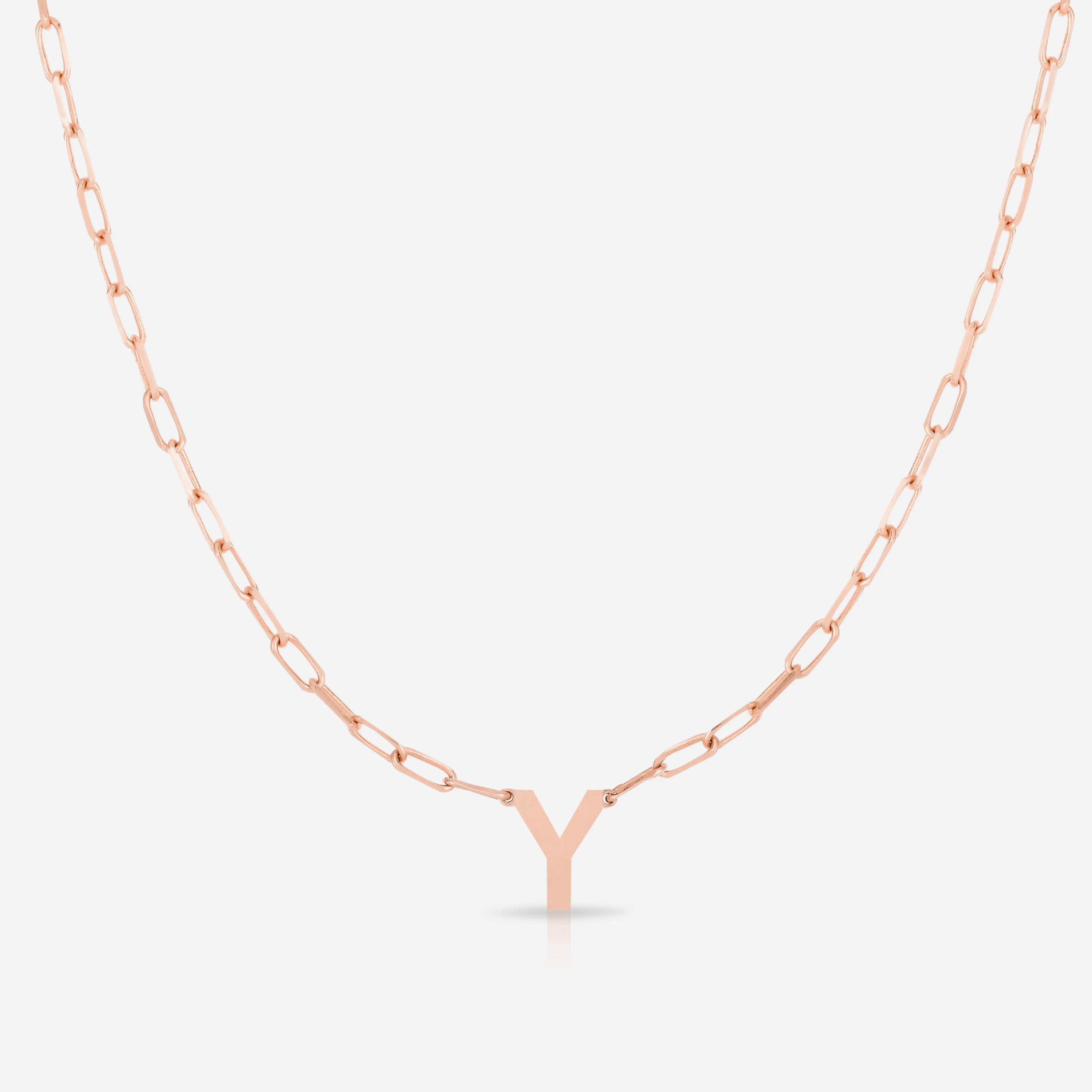 Block Initial   Link Chain Necklace