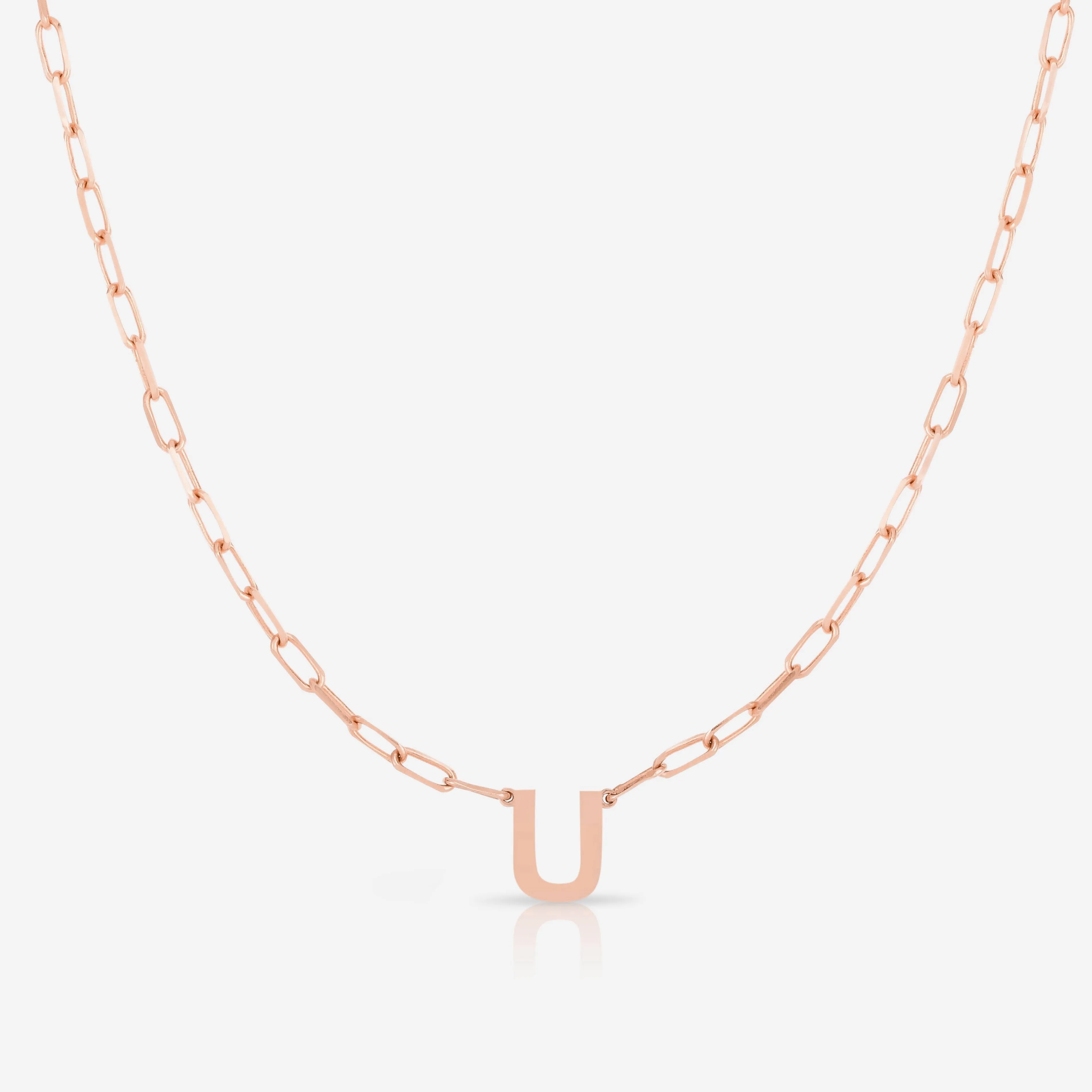 Block Initial   Link Chain Necklace