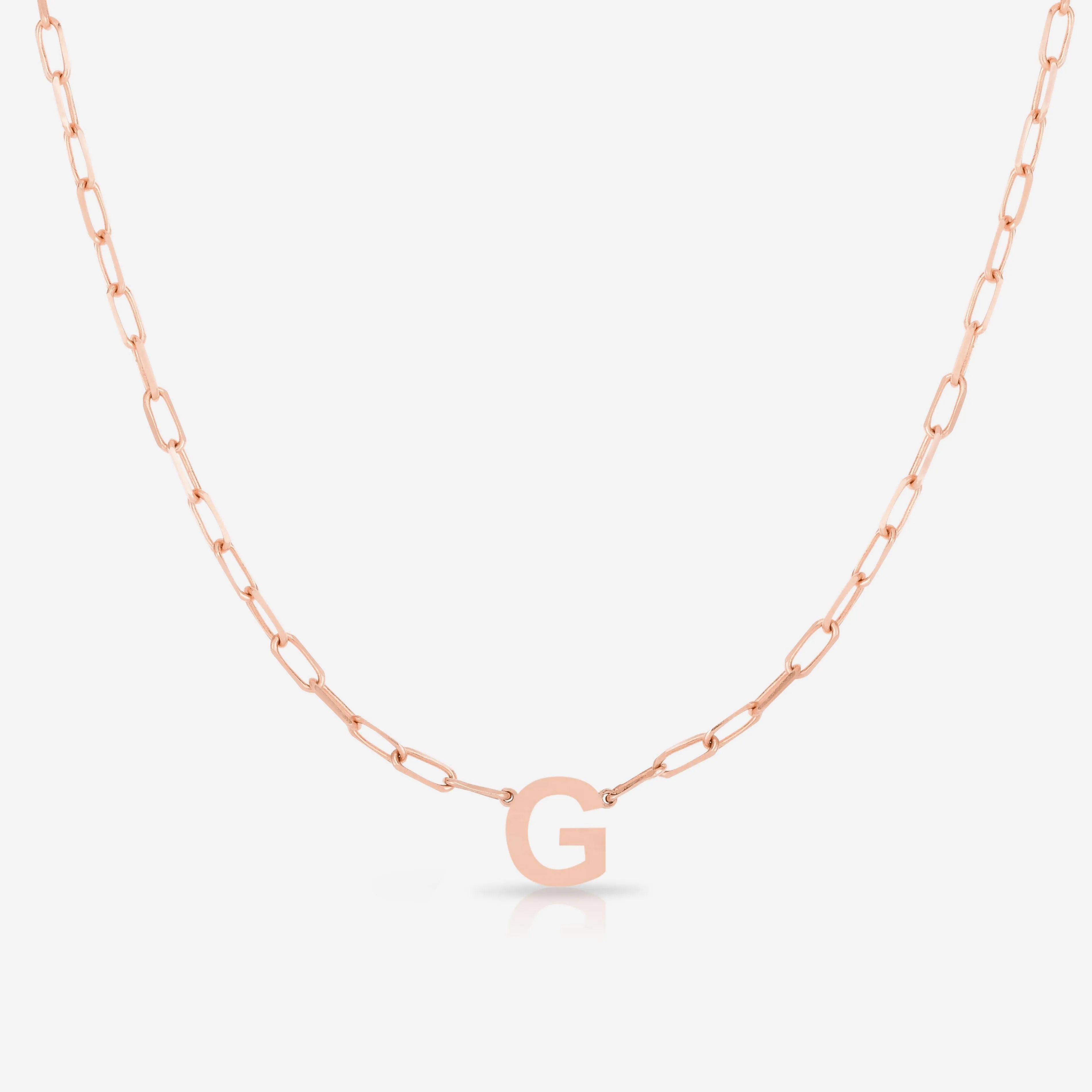 Block Initial   Link Chain Necklace