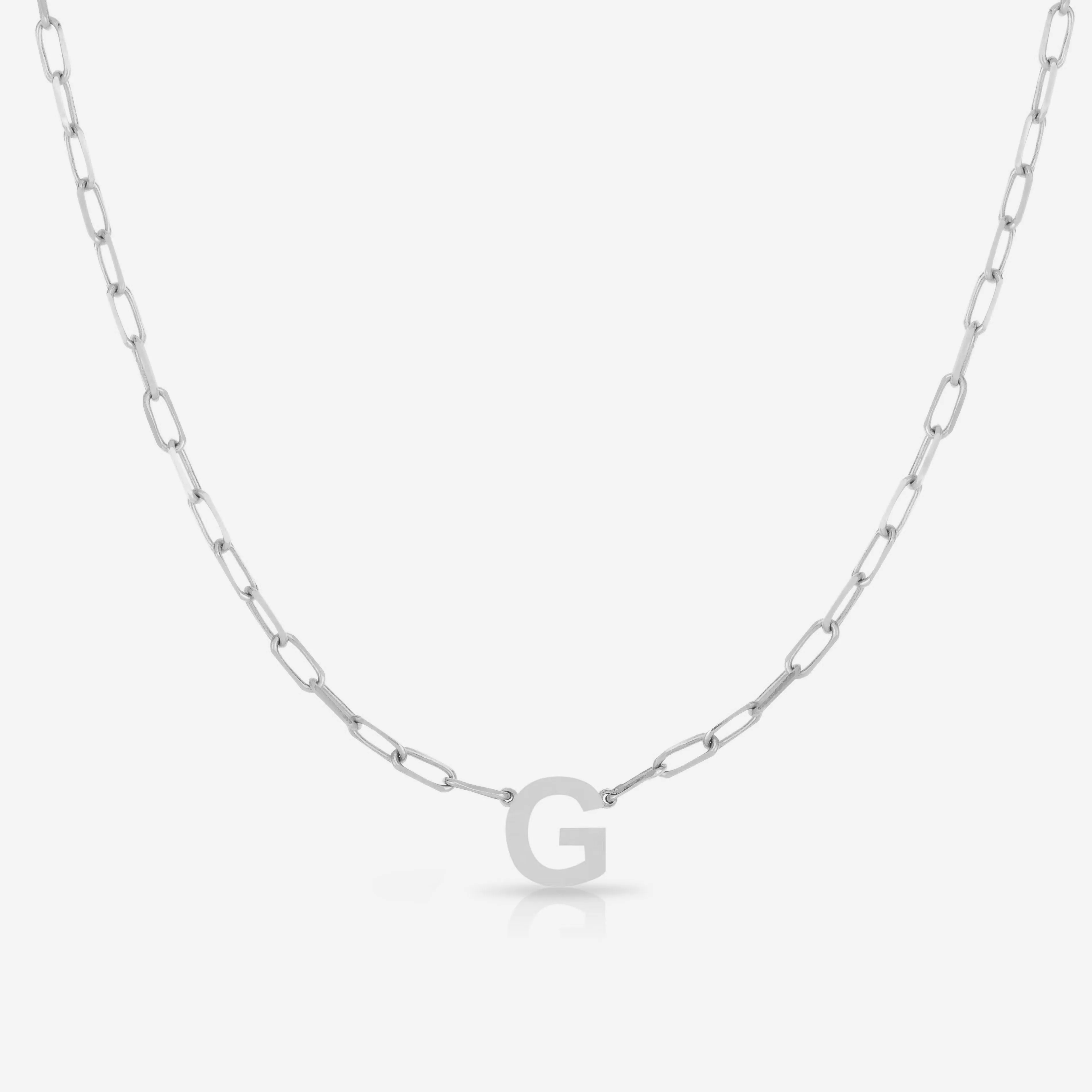 Block Initial   Link Chain Necklace