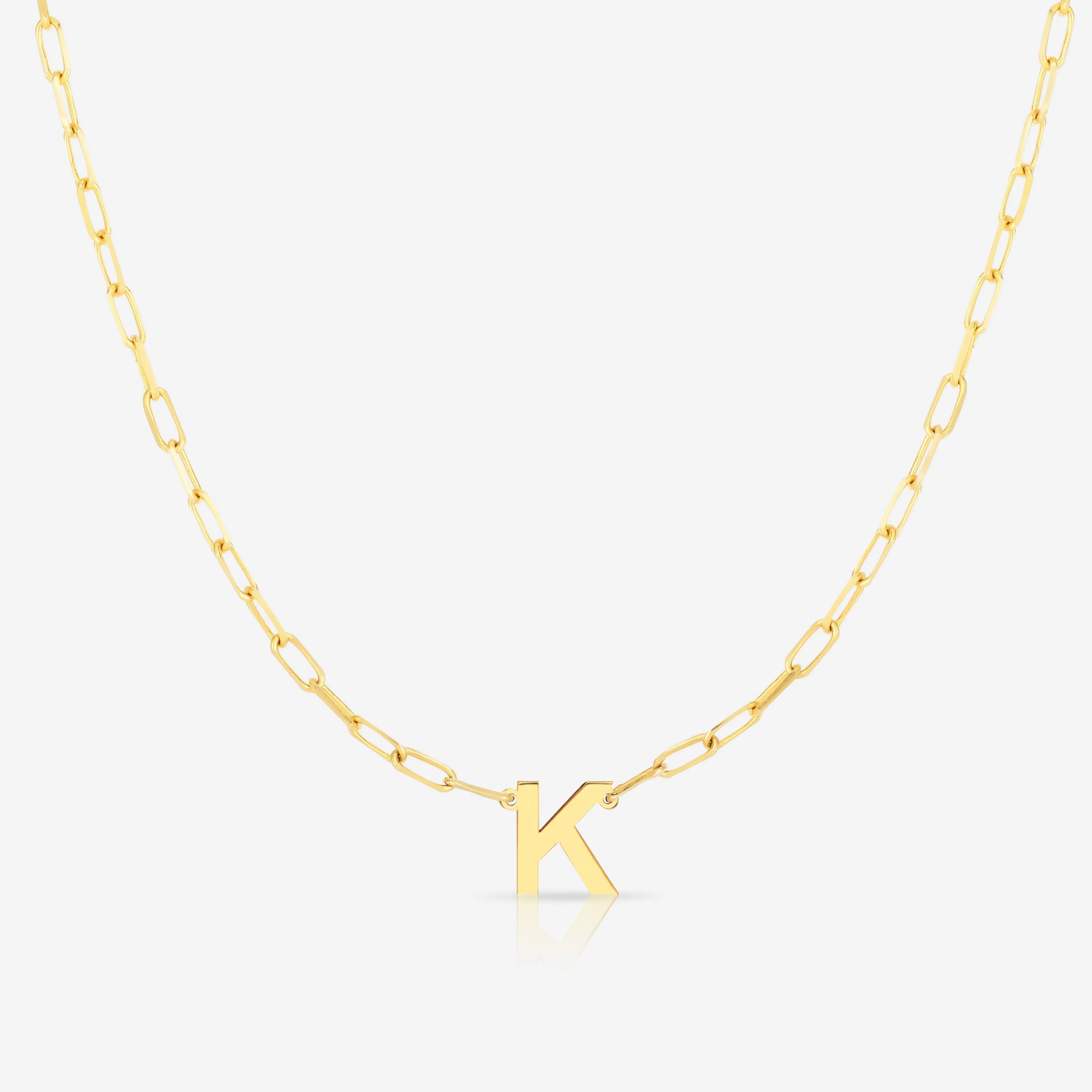 Block Initial   Link Chain Necklace