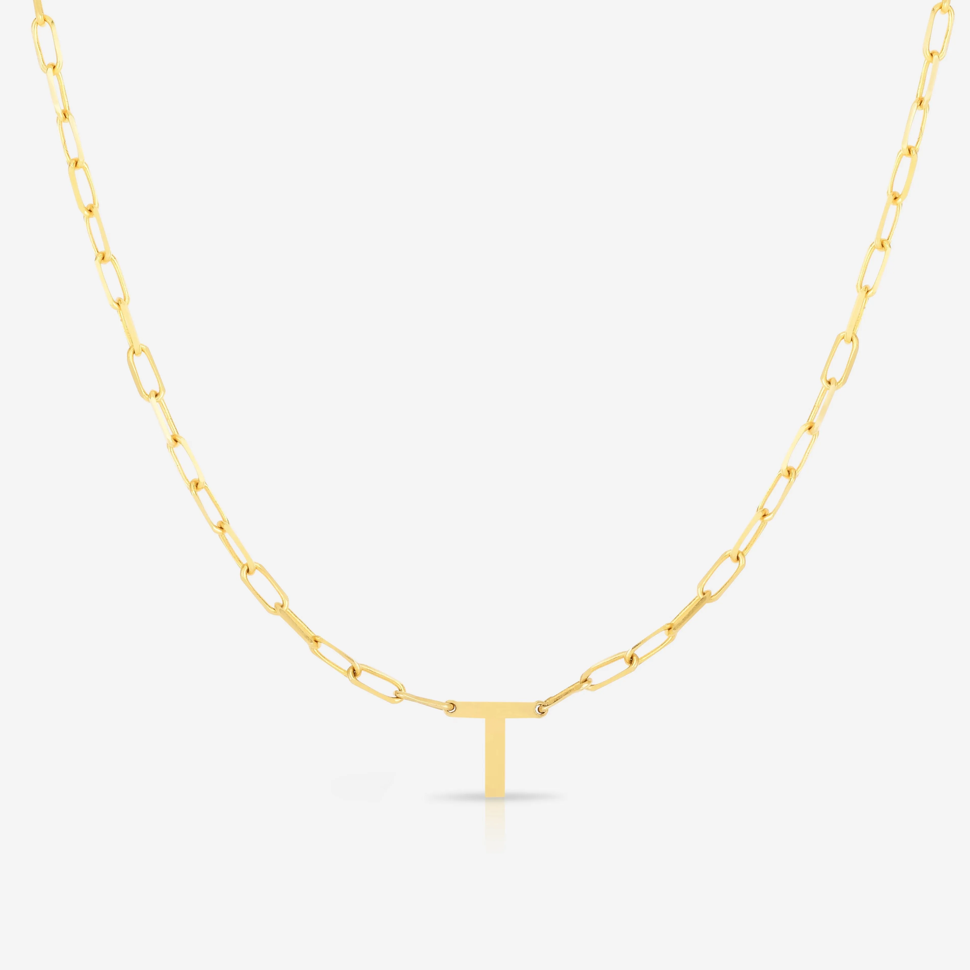 Block Initial   Link Chain Necklace