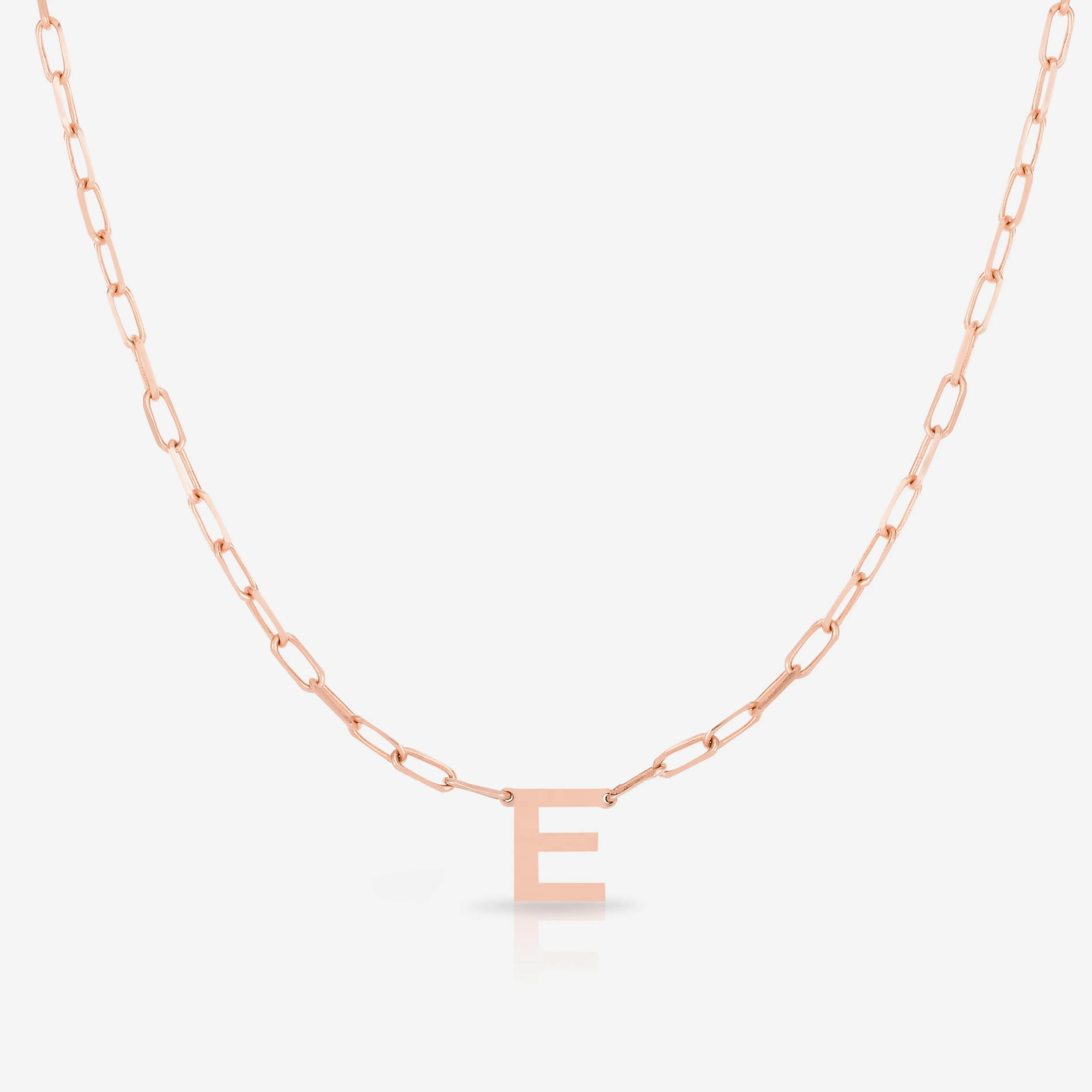 Block Initial   Link Chain Necklace