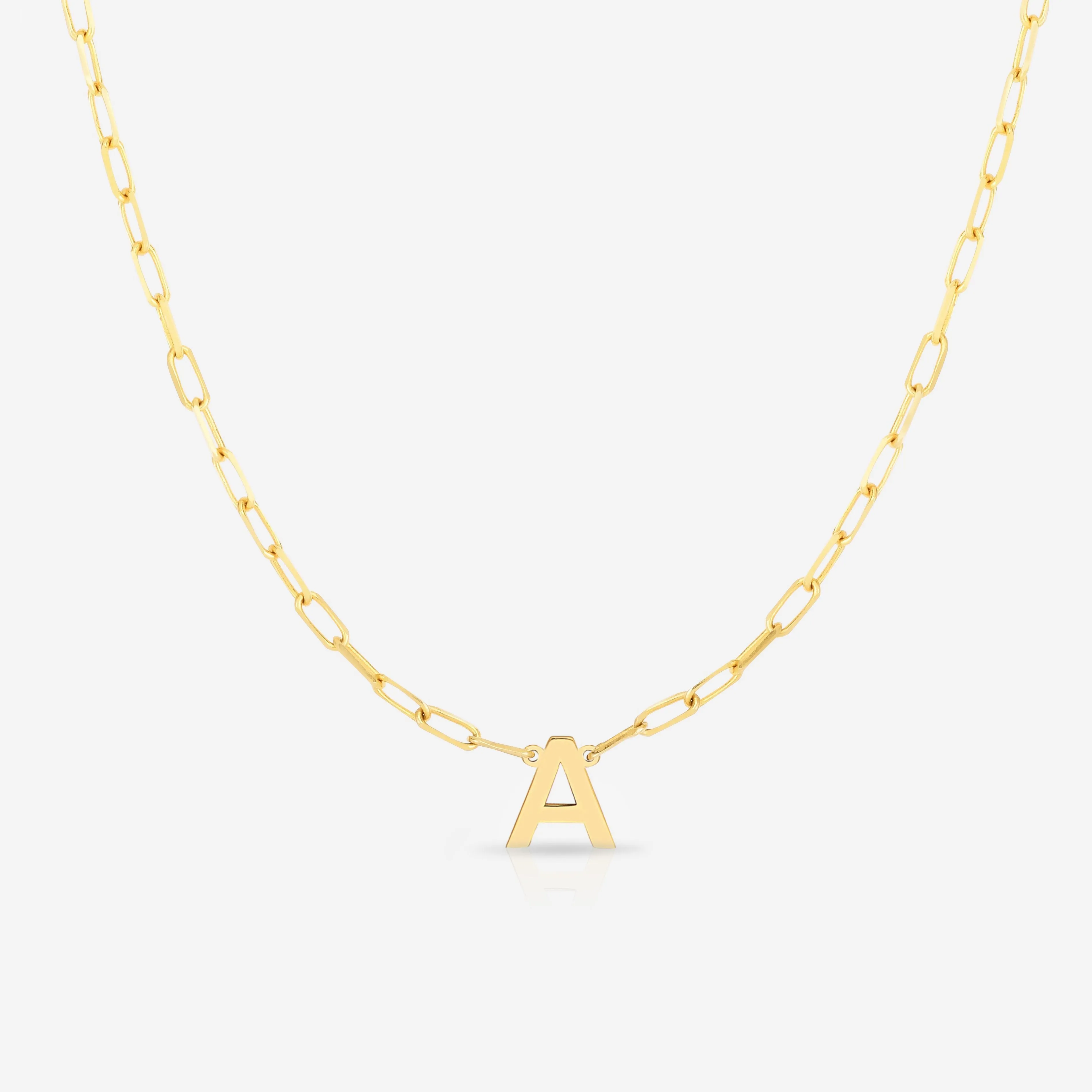 Block Initial   Link Chain Necklace