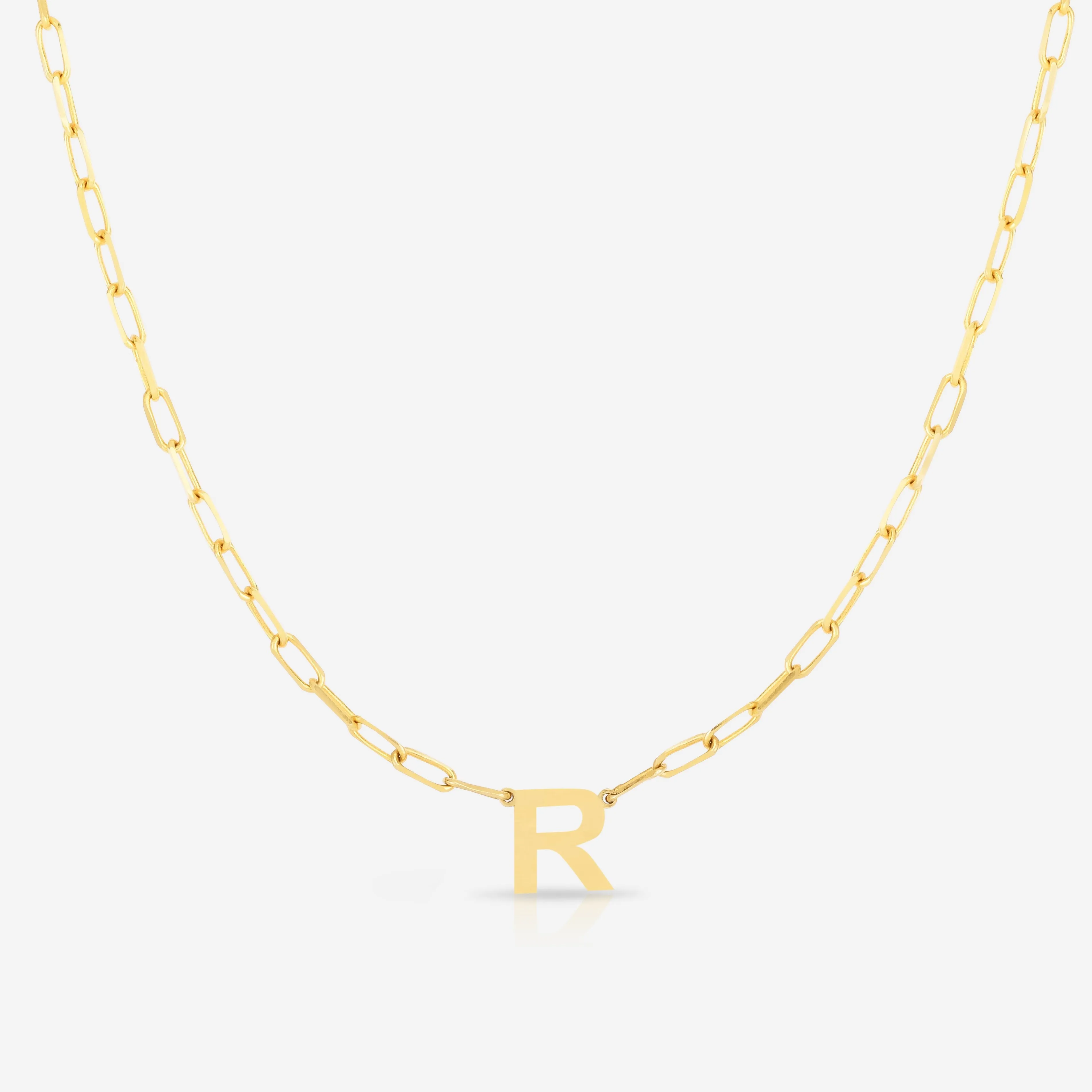 Block Initial   Link Chain Necklace