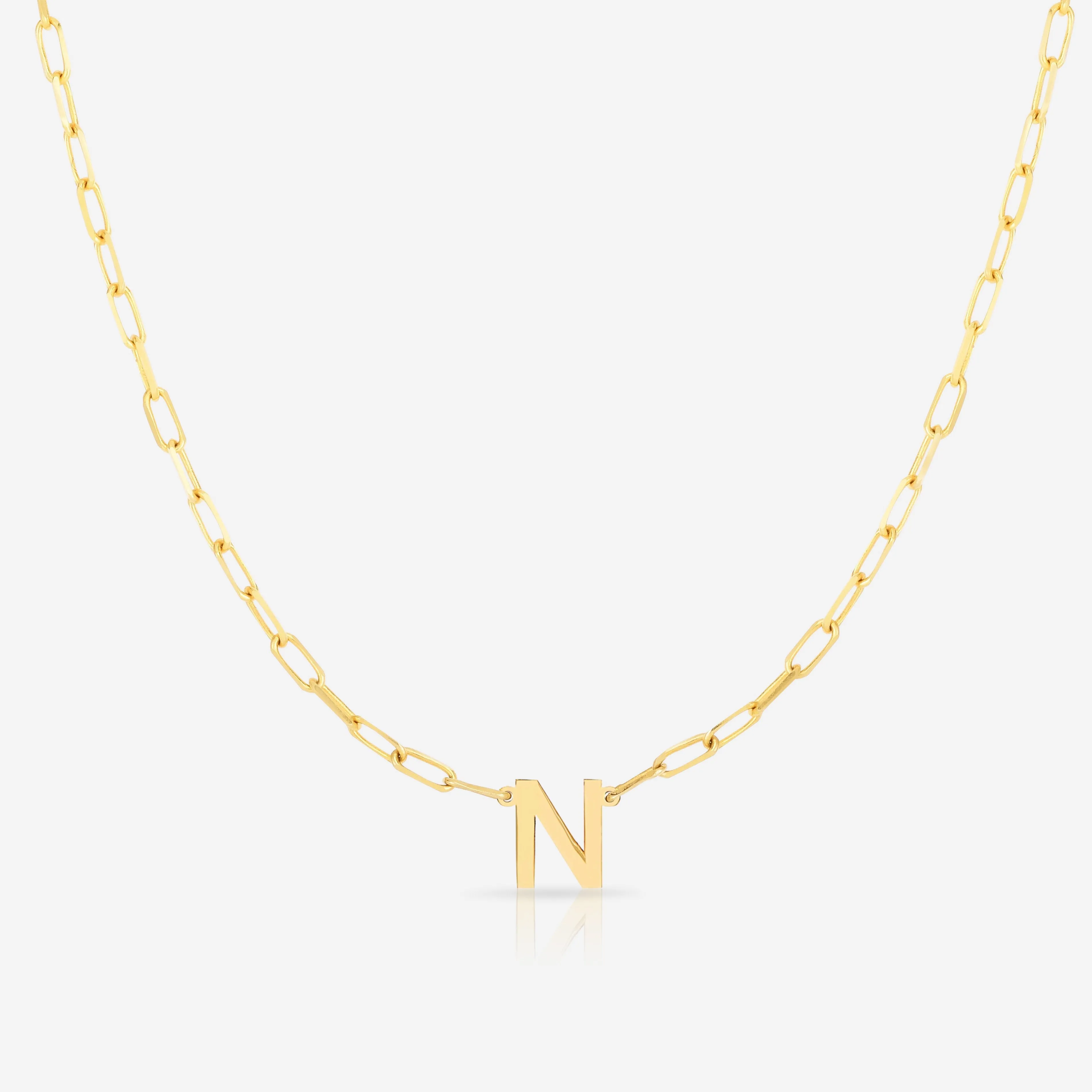 Block Initial   Link Chain Necklace