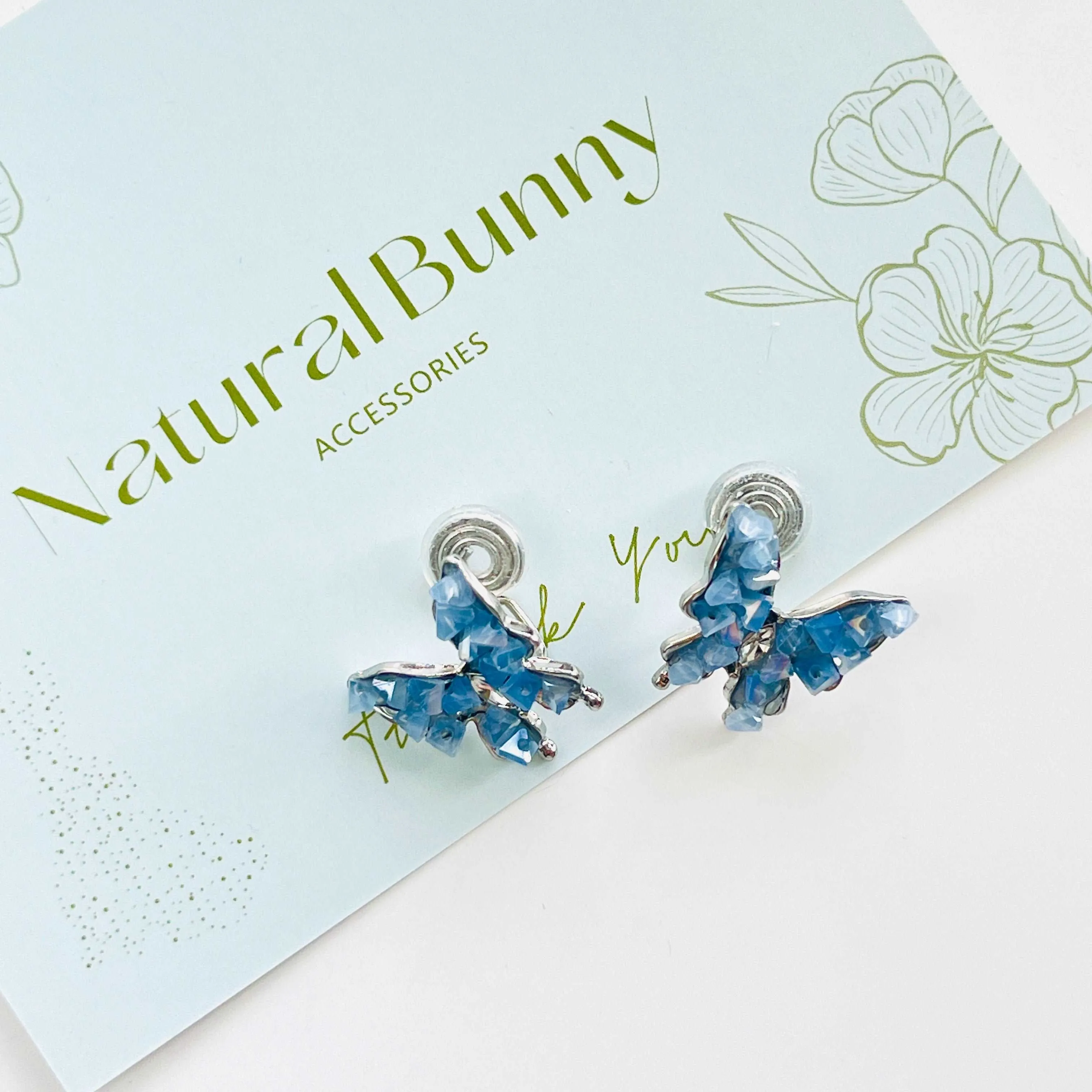 Blue Butterfly Clip-on Earrings