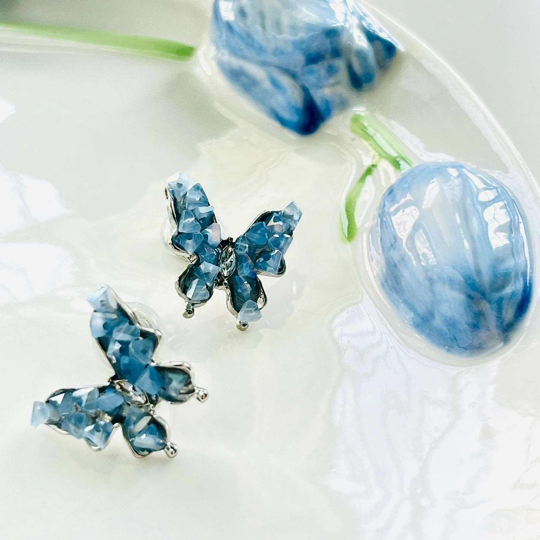 Blue Butterfly Clip-on Earrings