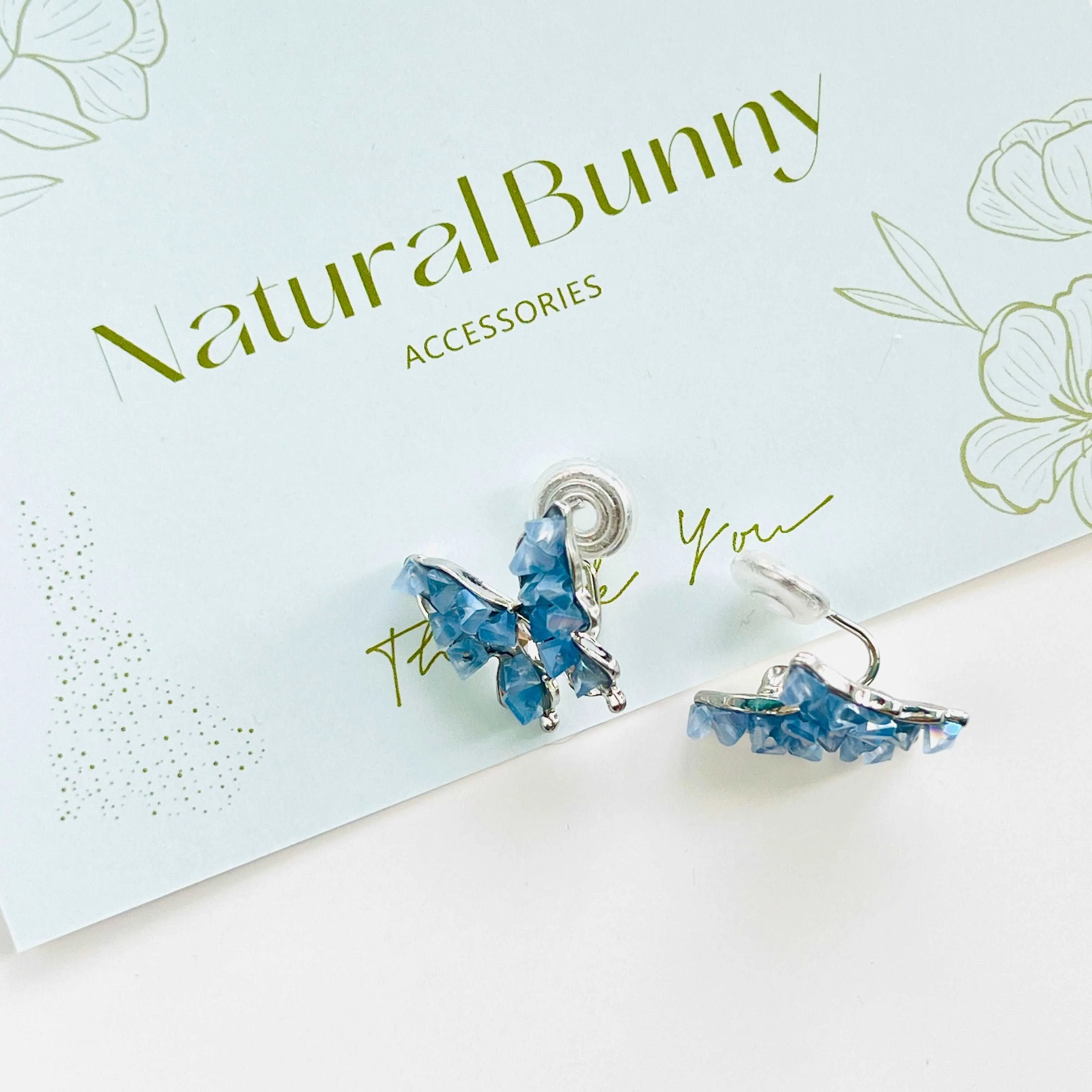 Blue Butterfly Clip-on Earrings