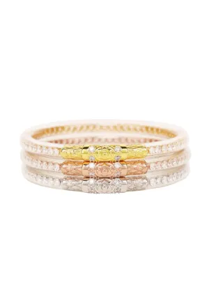 BUDHAGIRL Three Queens Bangles in Clear Crystal