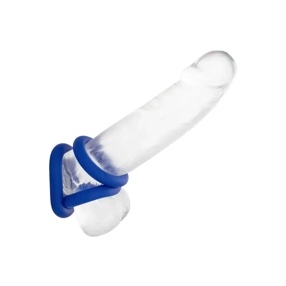 California Exotic Silicone Blue Stretchy Male Cock Ring Set