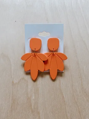 Carved Acrylic Dangle Earrings in Orange