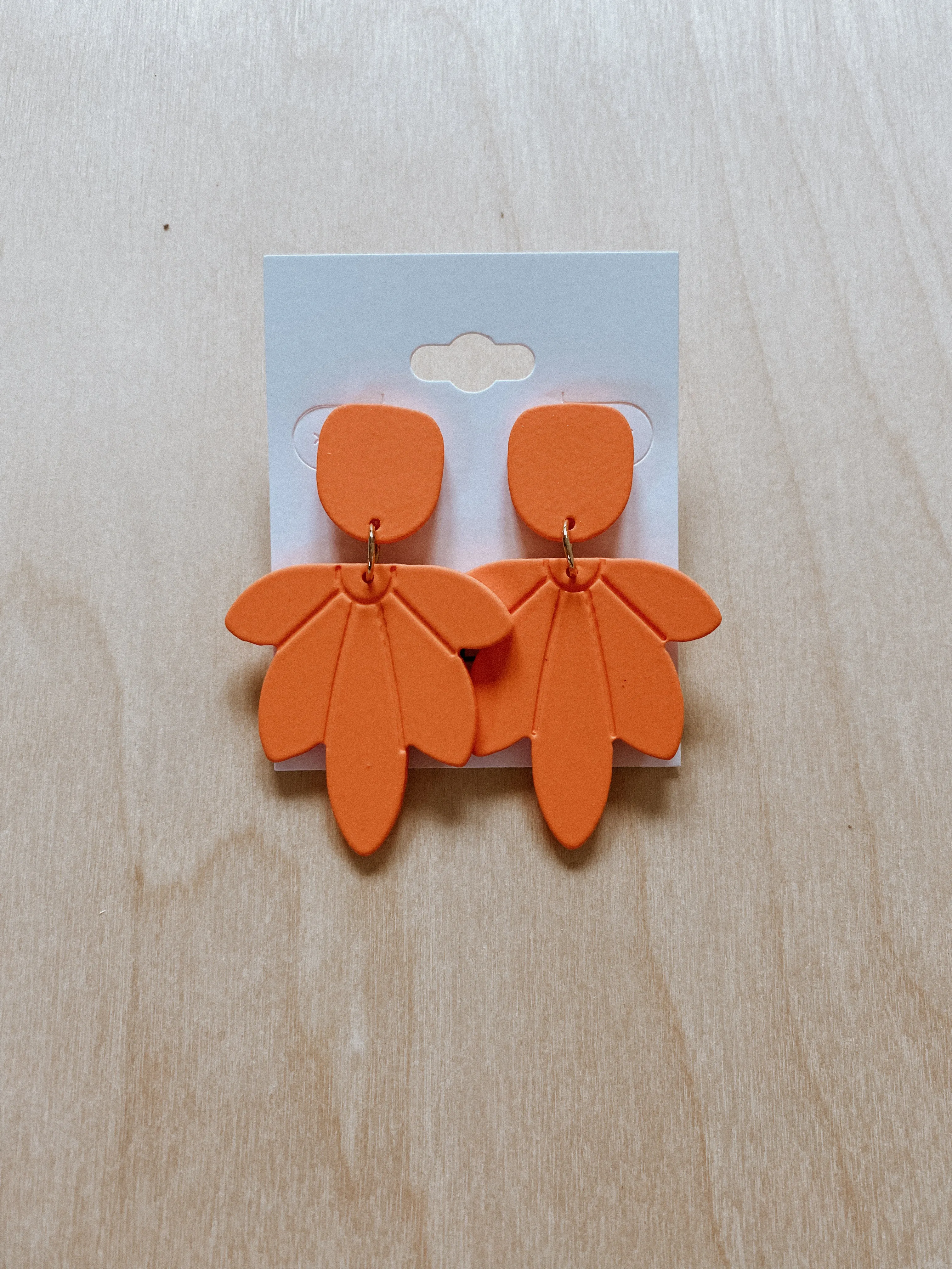 Carved Acrylic Dangle Earrings in Orange