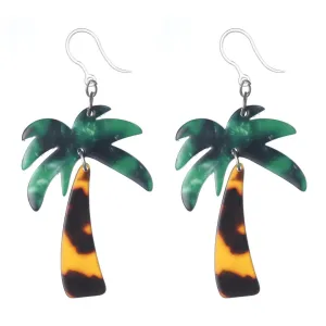 Celluloid Palm Tree Dangles Hypoallergenic Earrings for Sensitive Ears Made with Plastic Posts