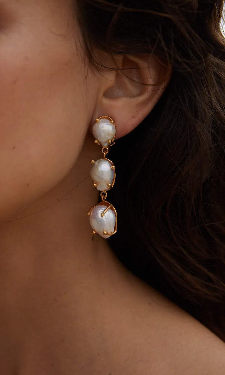 Christie Nicolaides Sandrine Gold & Pearl Earrings