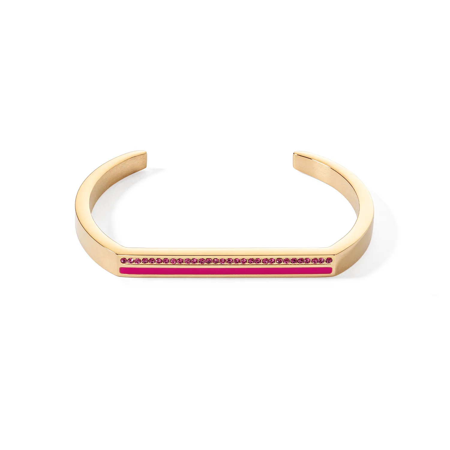 Coeur De Lion Gold and Pink Crystal Square Stripes Bangle Cuff