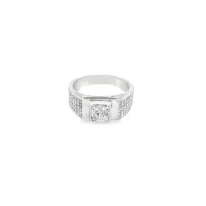 CZ Pave Styled Box Basket Stone Ring