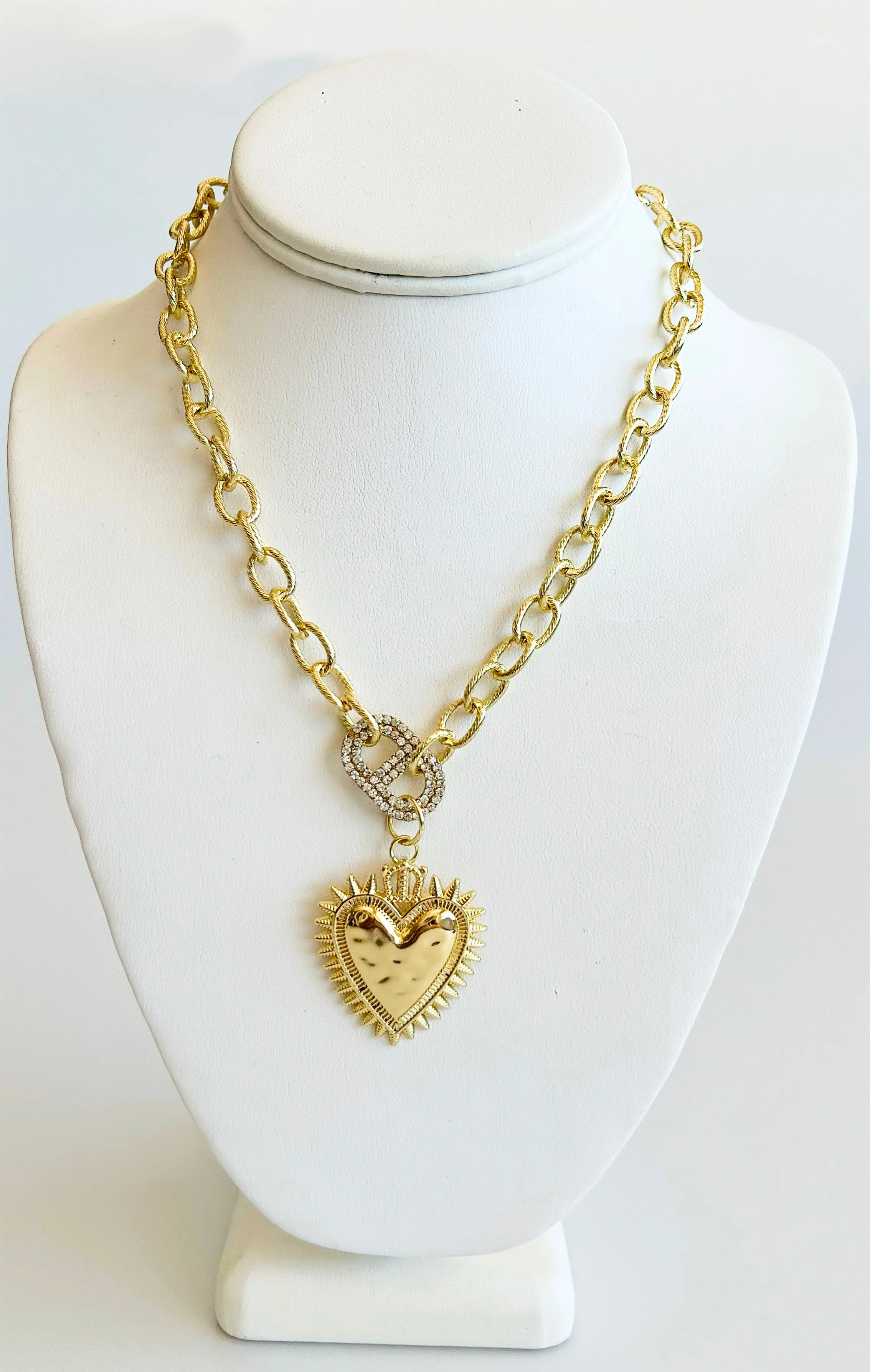 Cz Rebel Heart Chain Detailed Necklace