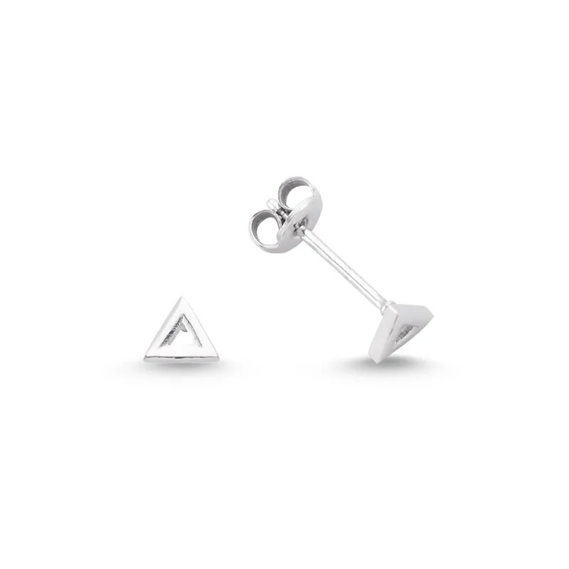 Dainty Silver Simple Minimalist Triangle Studs Earring