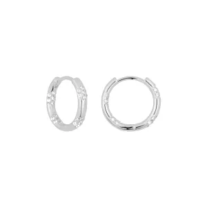 Delia Scattered Pave Huggie Hoops - Sterling Silver