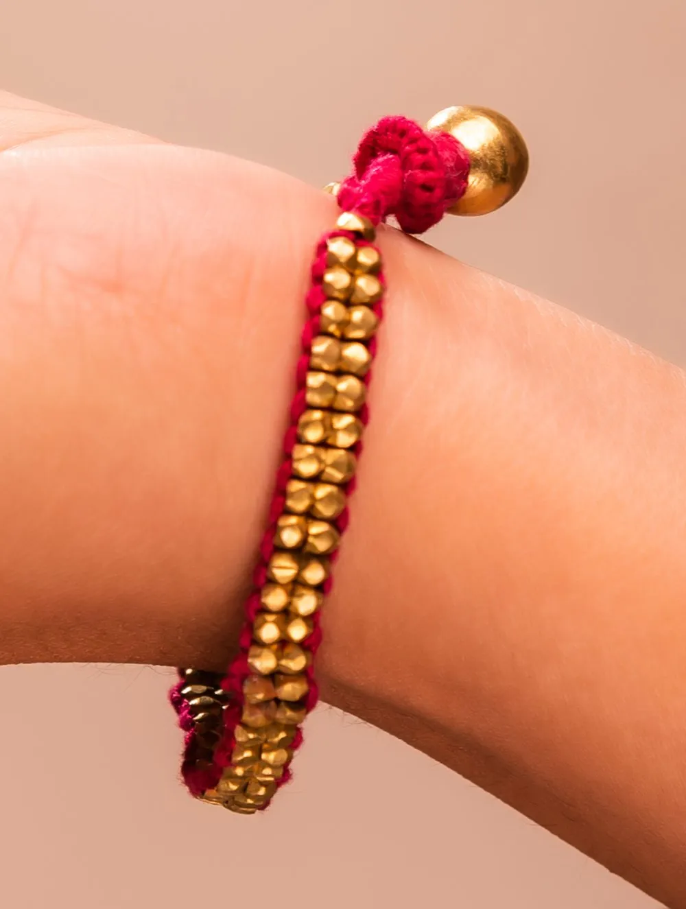 Dhokra Metal Craft Bracelet - 2 Beaded Lines