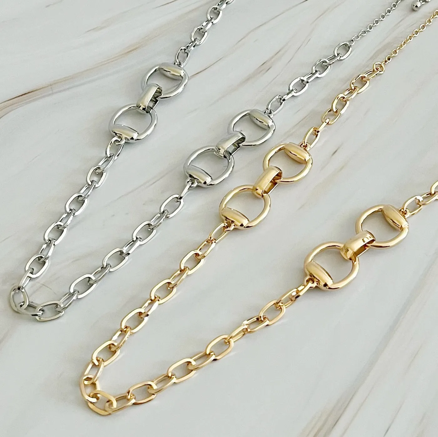 Double Equestrian Chain Necklace