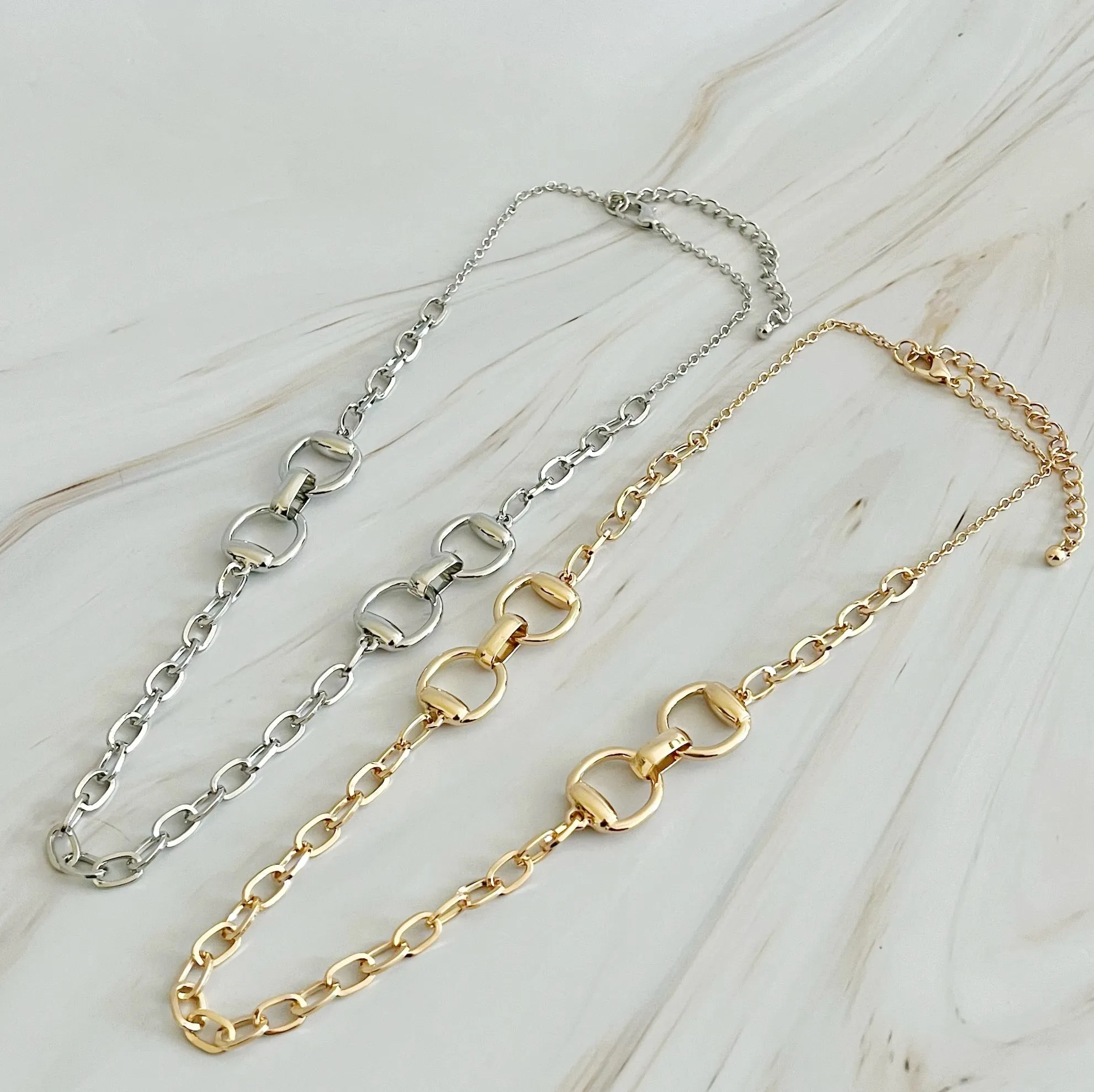 Double Equestrian Chain Necklace