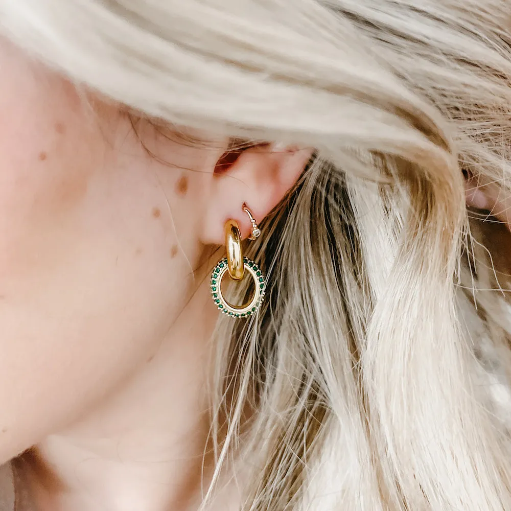 Double The Hoop Gold and Zirconia Earrings