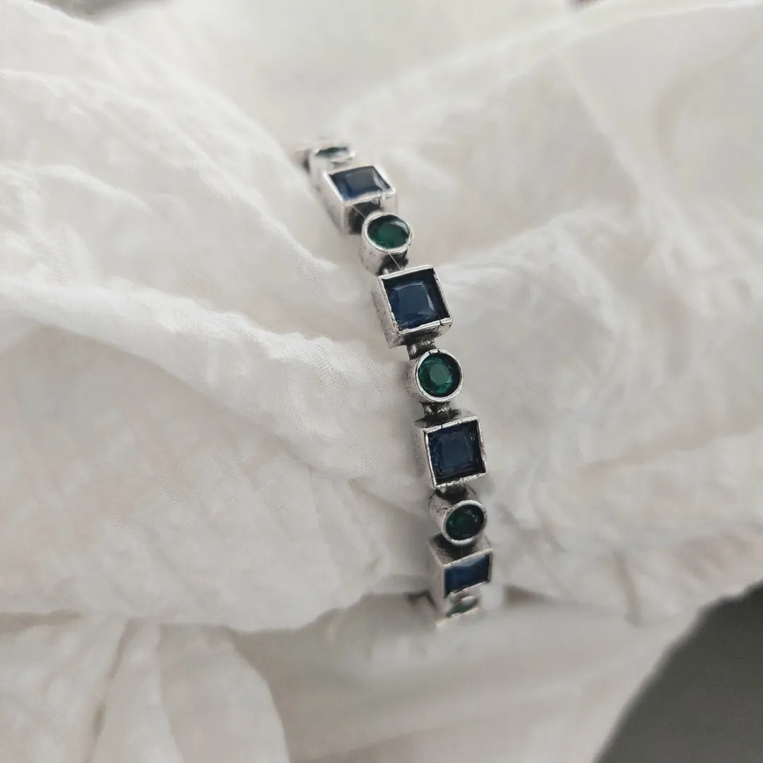 Duet Stone Bangles: Blue and Green Combination