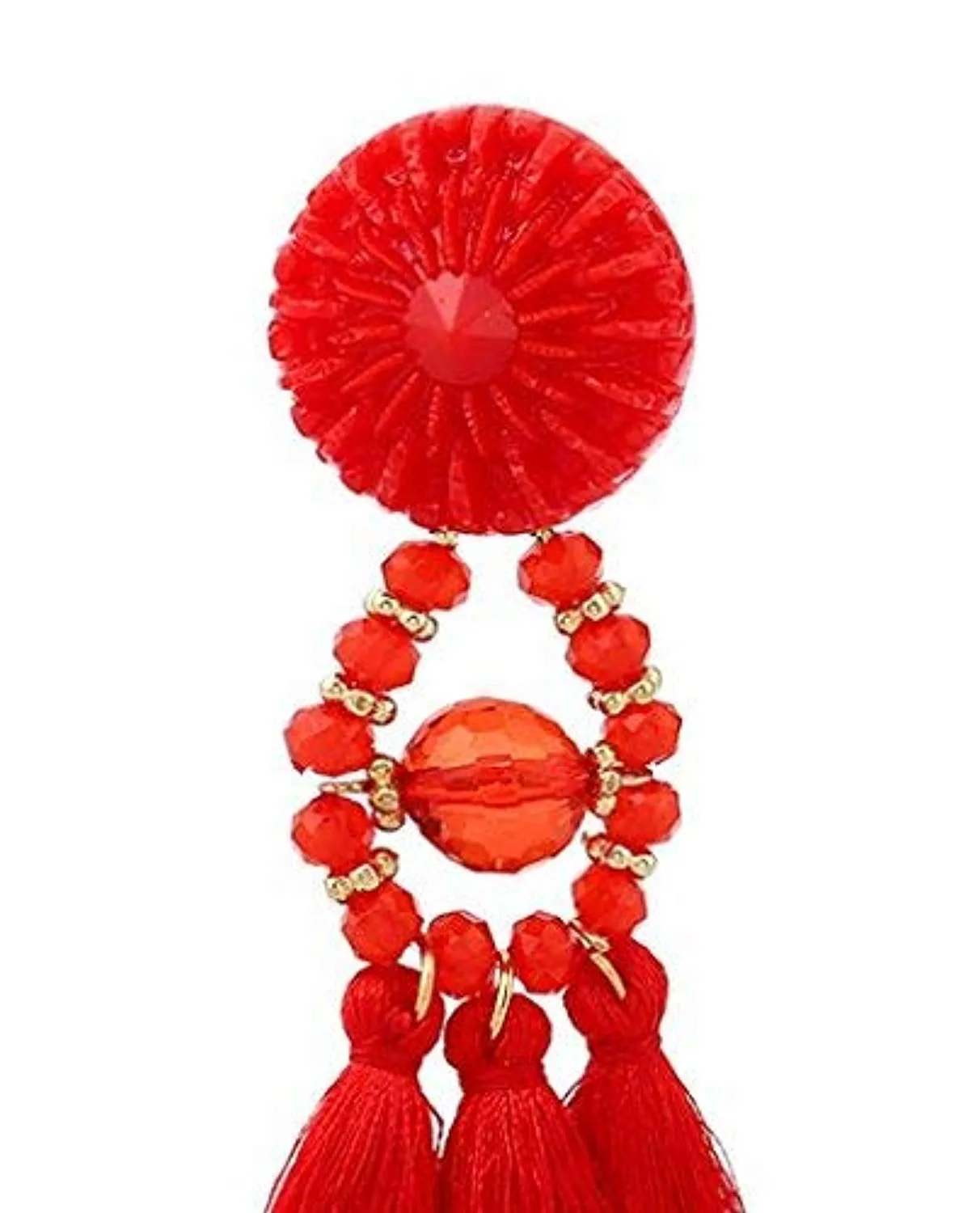 Electomania  Fancy Party Wear Bohemian Red Fabric Tassel Earrings for Women and Girls