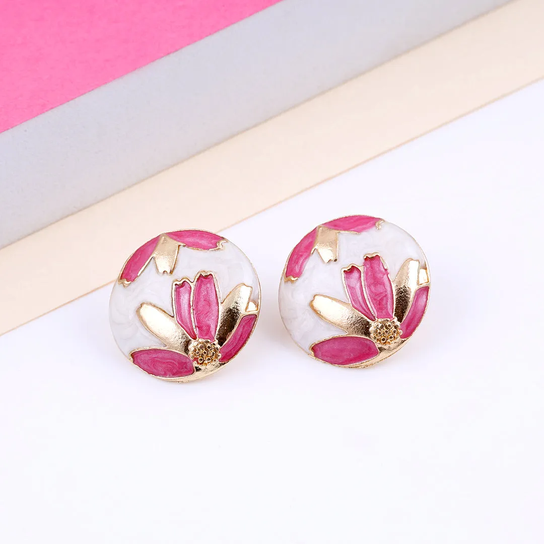 Enamel Drip Pink Stud Earrings