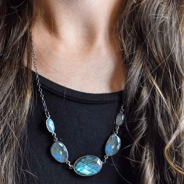 Faceted Labradorite Drop Necklace