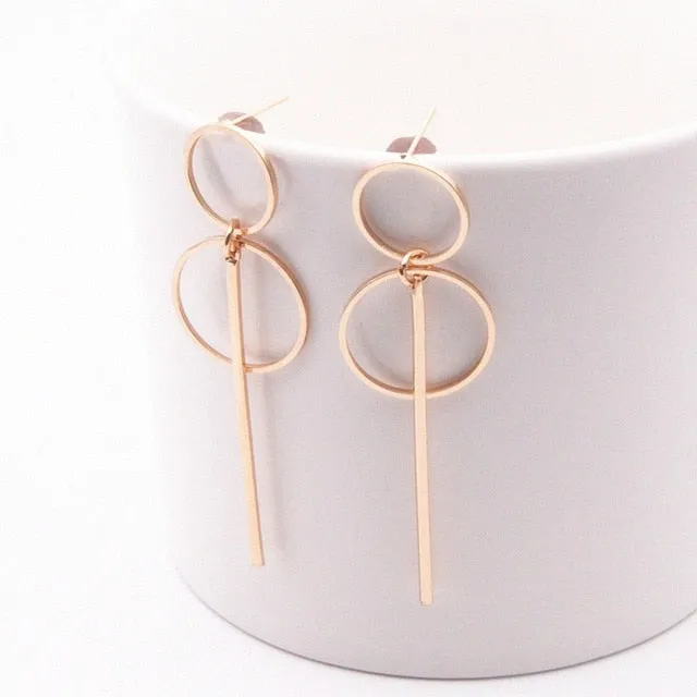 Fashion Earrings Punk Simple Gold Silver Color Long Section Tassel Pendant Size Circle Earrings For Ladies Gifts Wholesale