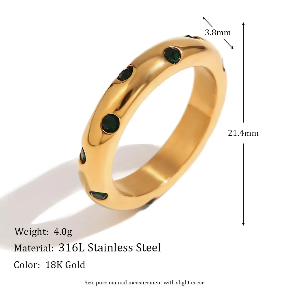 Fashion Versatile Circle Geometric Stainless Steel 18K Gold Plated Rings