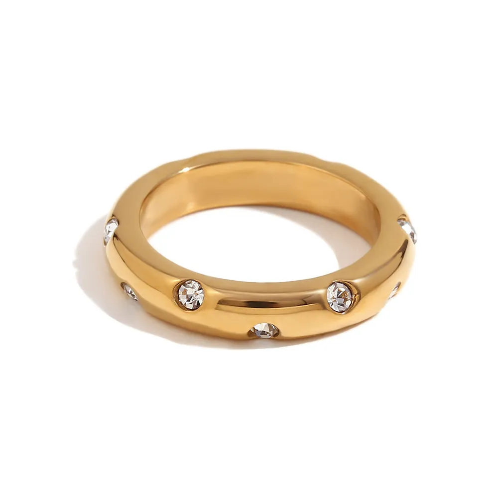 Fashion Versatile Circle Geometric Stainless Steel 18K Gold Plated Rings