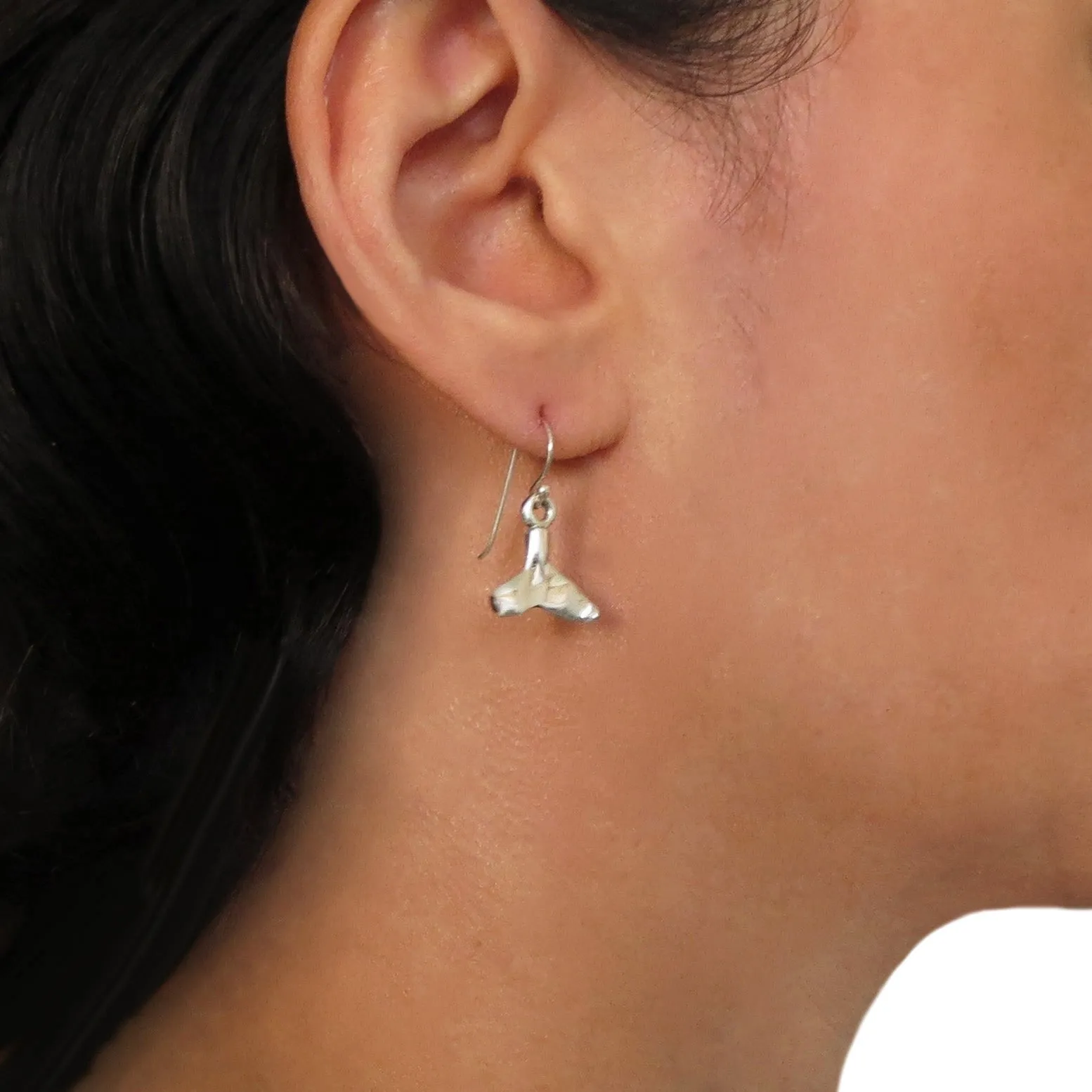 Fish Tail 925 Sterling Silver Drop Earrings