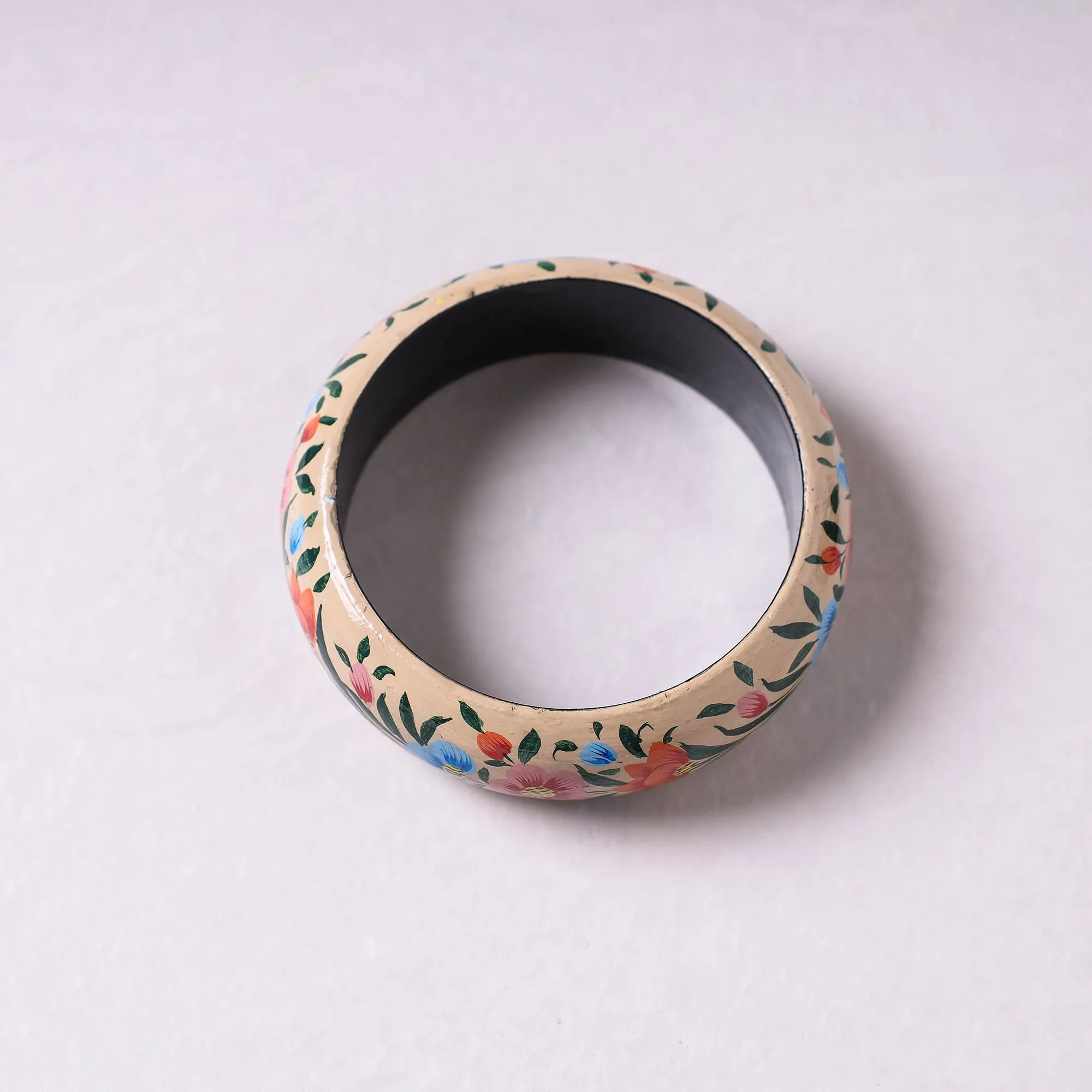 Floral Handpainted Wooden Bangle