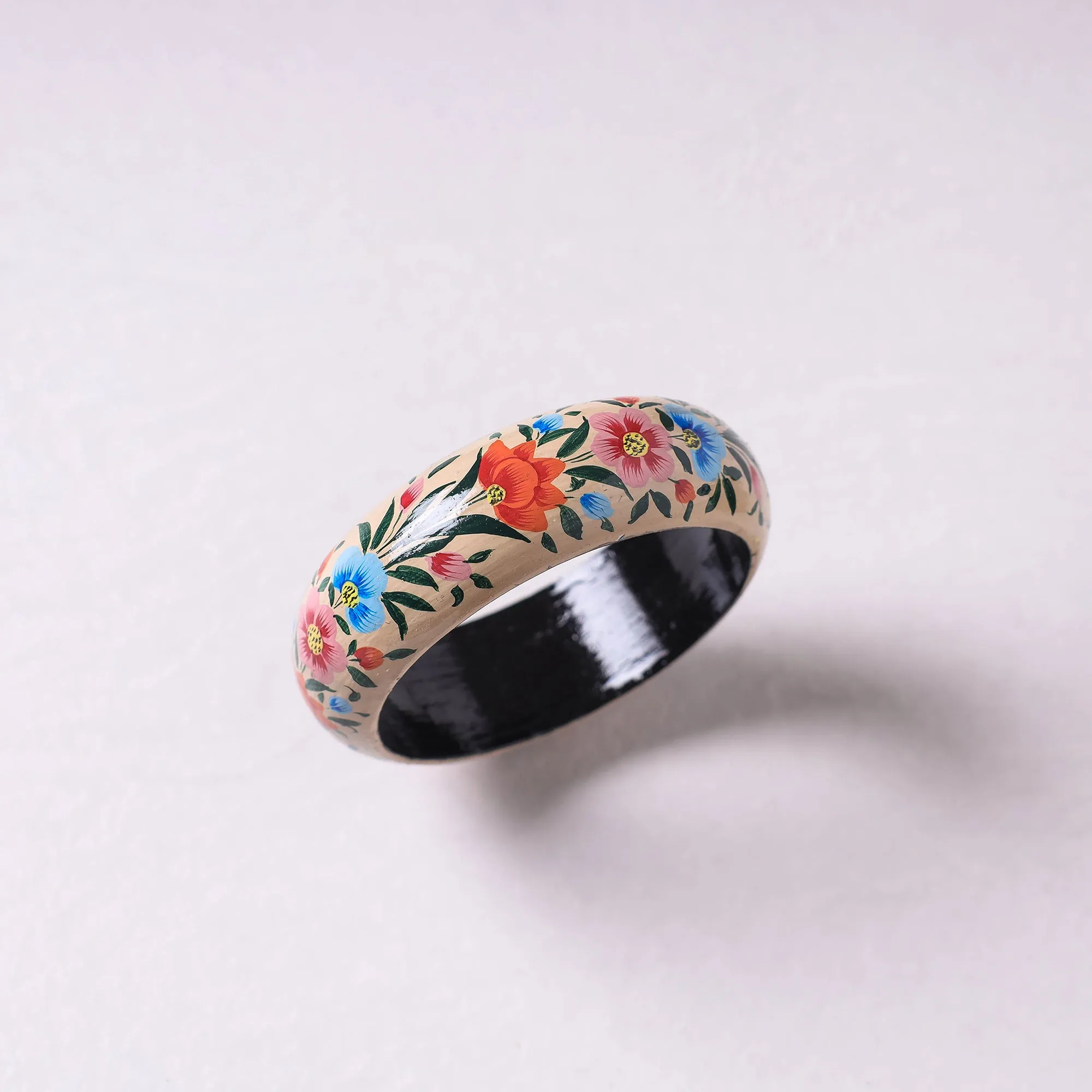 Floral Handpainted Wooden Bangle