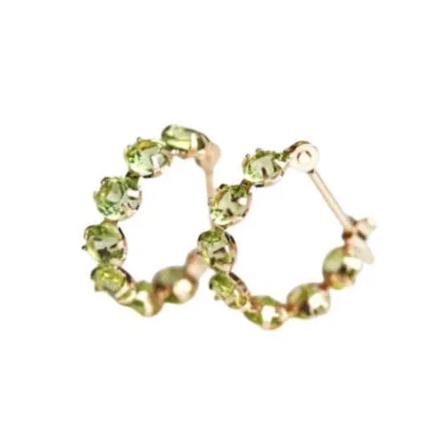 Fresh Style Inlaid Peridot Single Row Loop Earrings