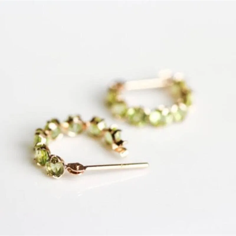 Fresh Style Inlaid Peridot Single Row Loop Earrings