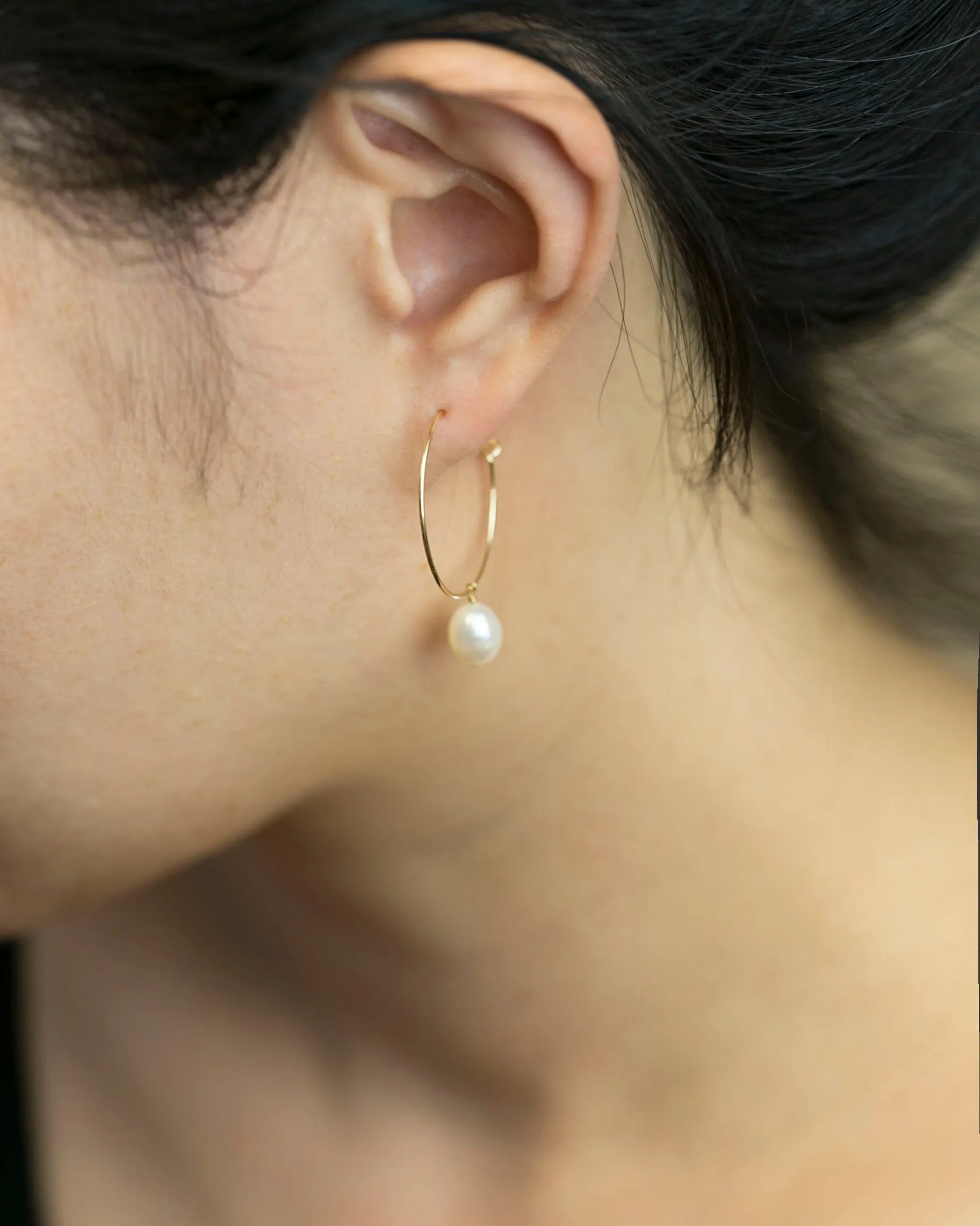 Freshwater Pearl Wire Hoop Earrings