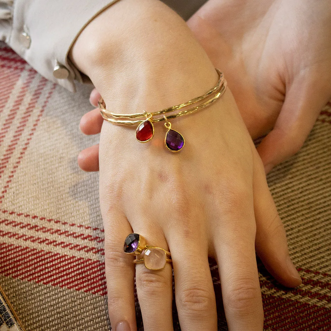 Garnet Charm Bangle | Rose Gold | January