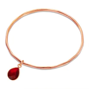 Garnet Charm Bangle | Rose Gold | January