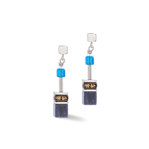 GeoCUBE® Iconic Precious earrings blue-brown