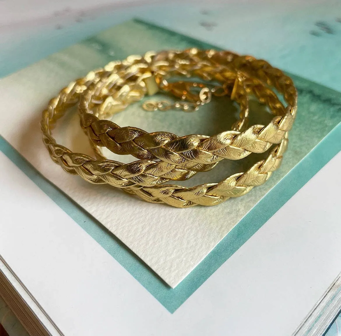 Gold Braided Wrap Bracelet