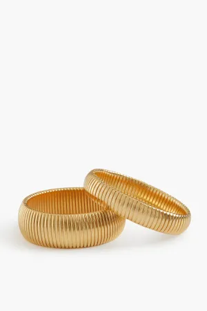 Gold Cobra Bracelet Duo Set