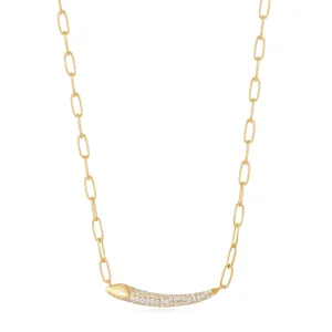 Gold Pavé Bar Chain Necklace