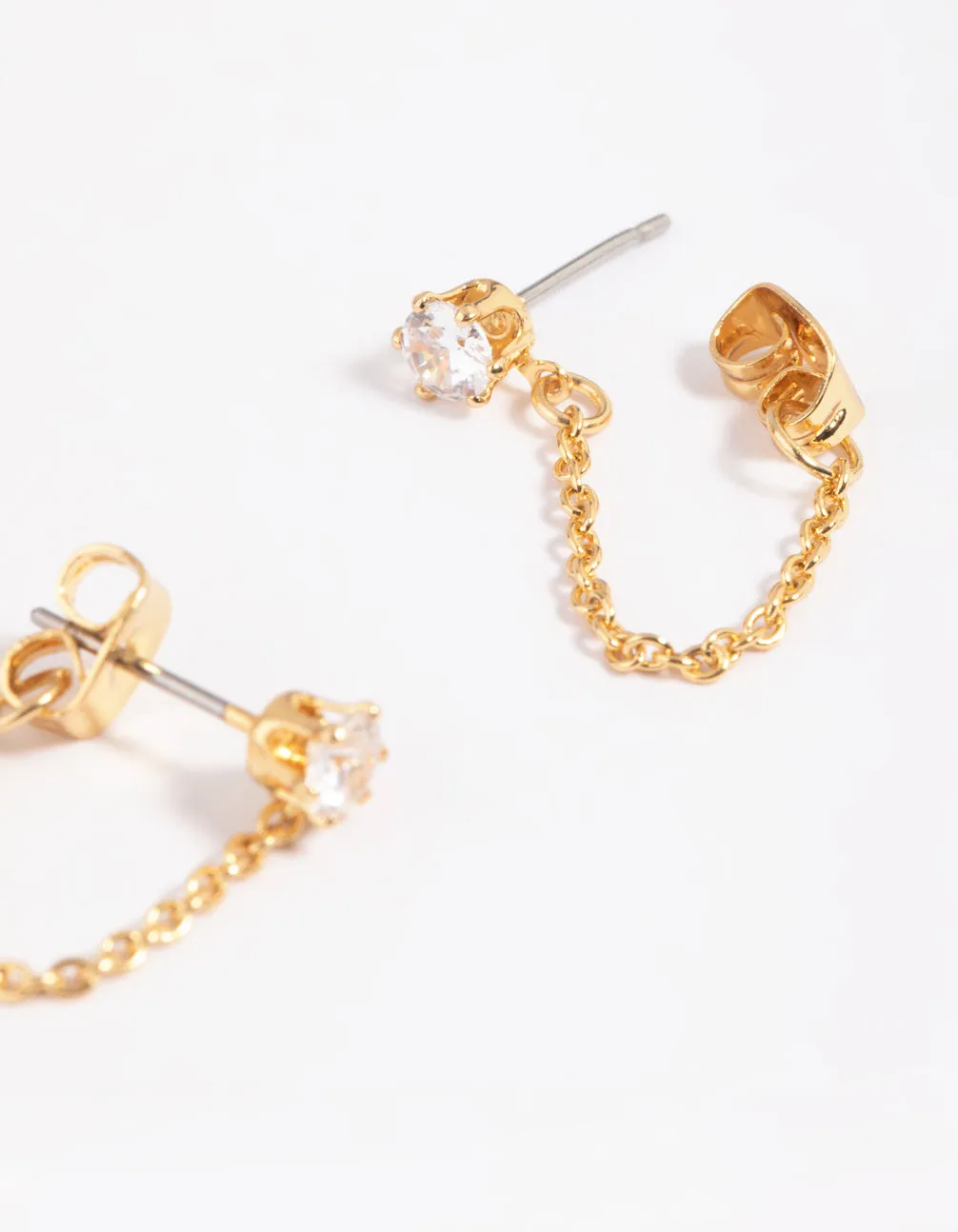 Gold Plated Cubic Zirconia Jacket Earrings