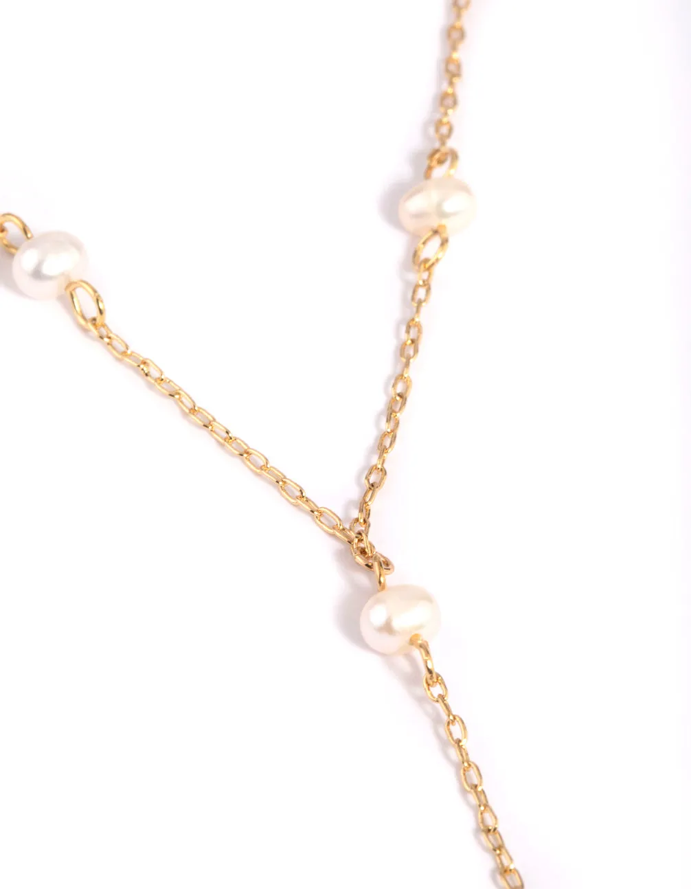 Gold Plated Freshwater Pearl Lariat Necklace