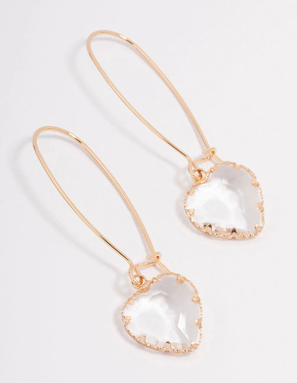 Gold Simple Diamante Drop Earrings